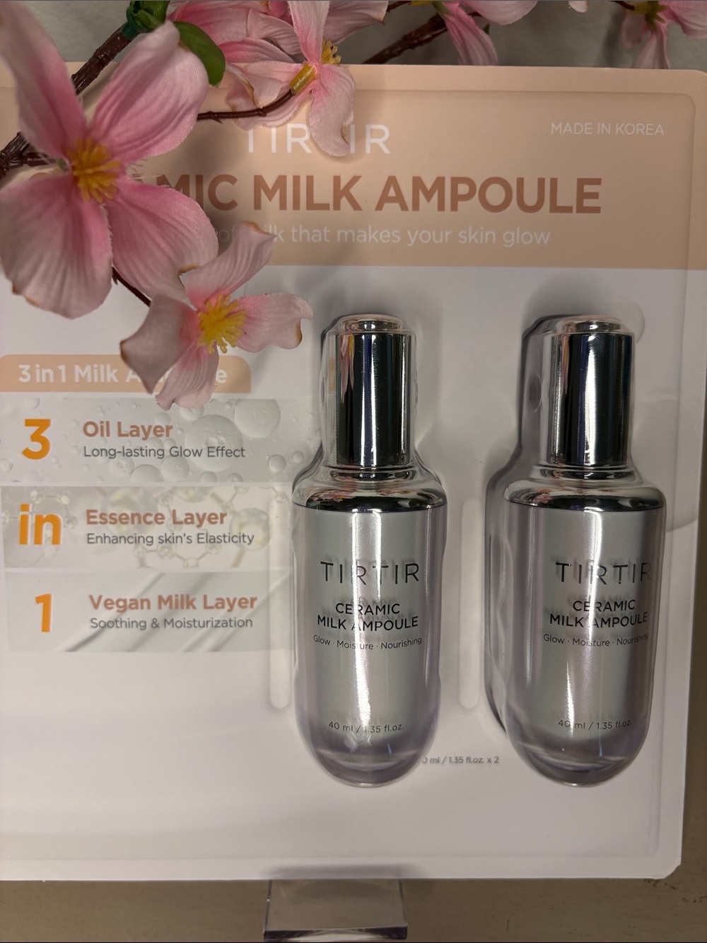 TIRTIR Ceramic Milk 3 in 1 Ampoule For Bouncy & Dewy Skin Korea 1.35 oz New
